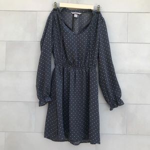 Polka dot dark grey midi dress